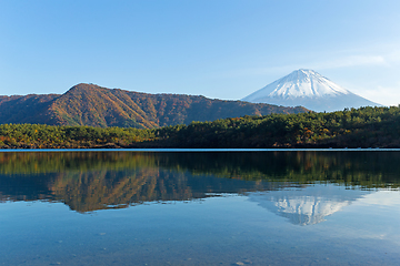 Image showing Saiko Lake and mount Fuji