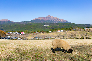 Image showing Mount Kirishima and farm