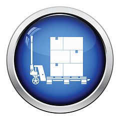 Image showing Hand hydraulic pallet truc with boxes icon