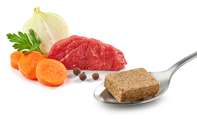 Image showing instant beef broth cube and ingredients