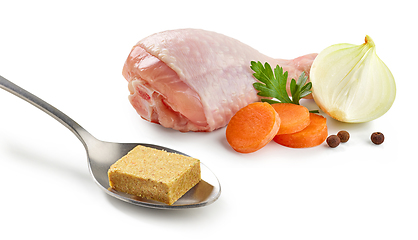 Image showing fresh raw chicken leg and vegetables