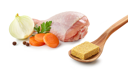 Image showing fresh raw chicken leg and vegetables