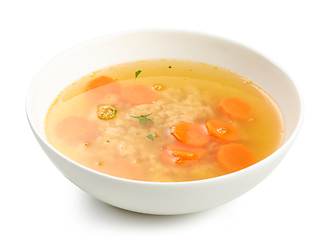 Image showing bowl of chicken broth soup