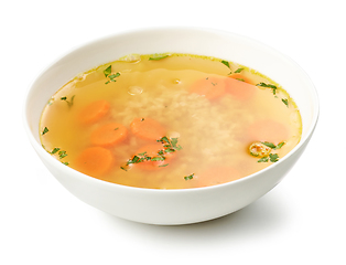 Image showing bowl of chicken broth soup