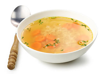 Image showing bowl of chicken broth soup