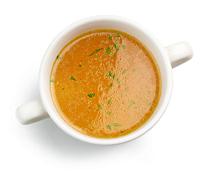 Image showing bowl of fresh chicken broth