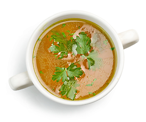 Image showing bowl of fresh chicken broth