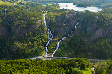 Image showing Beautiful Nature Norway. Latefossen Waterfall Odda Norway.