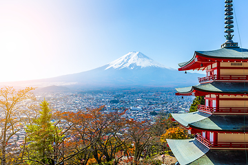 Image showing Mt. Fuji and Chureito Pagoda