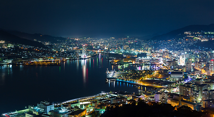 Image showing Night shot of Nagasaki city in Japan