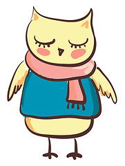 Image showing An owl wearing peach scarf vector or color illustration