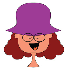 Image showing Cartoon skinny girl in a purple summer hat vector or color illus