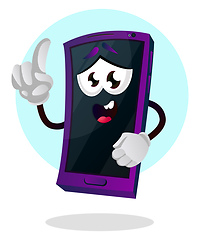 Image showing Mobile emoji with his hand up illustration vector on white backg