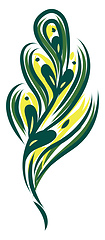 Image showing Painting of green and yellow feather vector or color illustratio