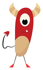 Image showing Clipart of a red-colored monster with a tail  vector or color il