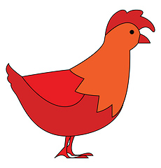 Image showing Red orange hen facing right illustration vector on white backgro