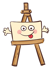 Image showing Easel with a happy canvas vector illustration on white backgroun