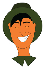 Image showing A happy man with a green cap vector or color illustration