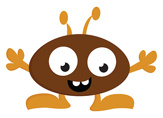 Image showing Brown and yellow happy monster vector illustration on white back