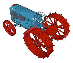 Image showing Blue and red tractor vector illustration on white background