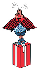 Image showing A cissy with gift box vector or color illustration