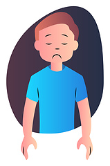 Image showing Sad cartoon boy in blue shirt vector illustartion on white backg