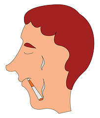 Image showing Image of a boy smoking, vector or color illustration.