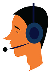 Image showing A pilot with headset vector or color illustration