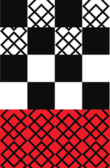 Image showing A pattern with regular designs and alternately white and black s