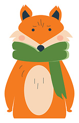 Image showing Brown fox with green scarf vector or color illustration