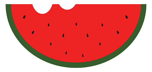 Image showing Clipart of a sliced waternelon with two bites and black seeds ex