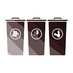 Image showing Garbage containers with separated trash icon