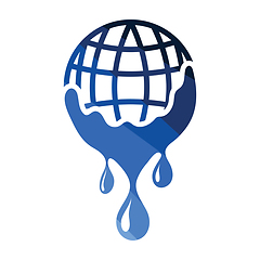 Image showing Planet flowing down water icon