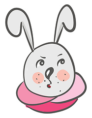 Image showing A big-eared cartoon hare wearing pink-colored fashionable neck s
