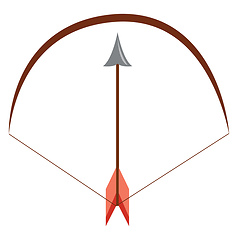 Image showing Brown bow and arrow vector illustration on white background.