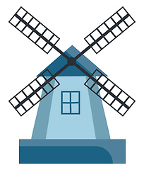 Image showing Blue colored cartoon windmil with windows vector or color illust