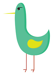 Image showing A green bird with yellow wings looks cute vector or color illust