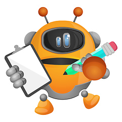 Image showing Robot taking notes illustration vector on white background