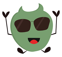 Image showing Smiling green monster with sunglasses vector illustration on whi