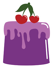 Image showing A purple jelly with cherry toppings, vector or color illustratio