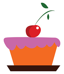 Image showing Pink cake with cherry decoration vector or color illustration