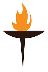 Image showing Clipart of burning fire on a wooden torch used for lighting or c