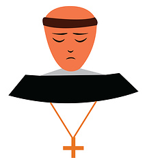 Image showing A Christian monk wearing a chain with a cross-symbol is praying 