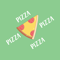 Image showing Portrait of pizza over green background vector or color illustra