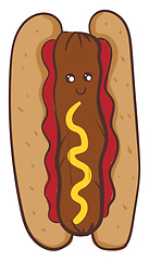 Image showing Cute cartoon hotdog vector or color illustration