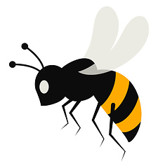 Image showing Cartoon bee set on isolated white background viewed from the sid