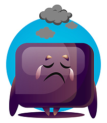 Image showing Sad purple cartoon monstre vector illustartion on white backgrou