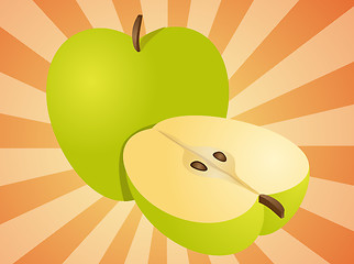 Image showing Apple whole and half illustration