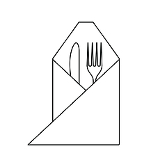 Image showing Icon of fork and knife wrapped napkin