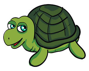 Image showing Cute green turtle smiling vector illustration on white backgroun